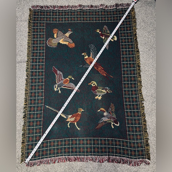 Goodwin Weavers Pheasants & Ducks Tapestry Woven Blanket made in the USA! VTG! - Picture 4 of 16
